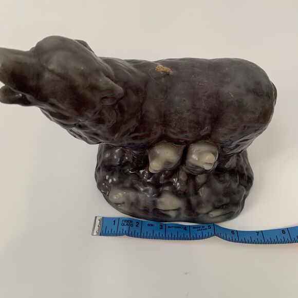 Vtg Wolf Cub Family Howling Wax Shaped Candle 9” Tall Grey Mythical - Picture 5 of 6